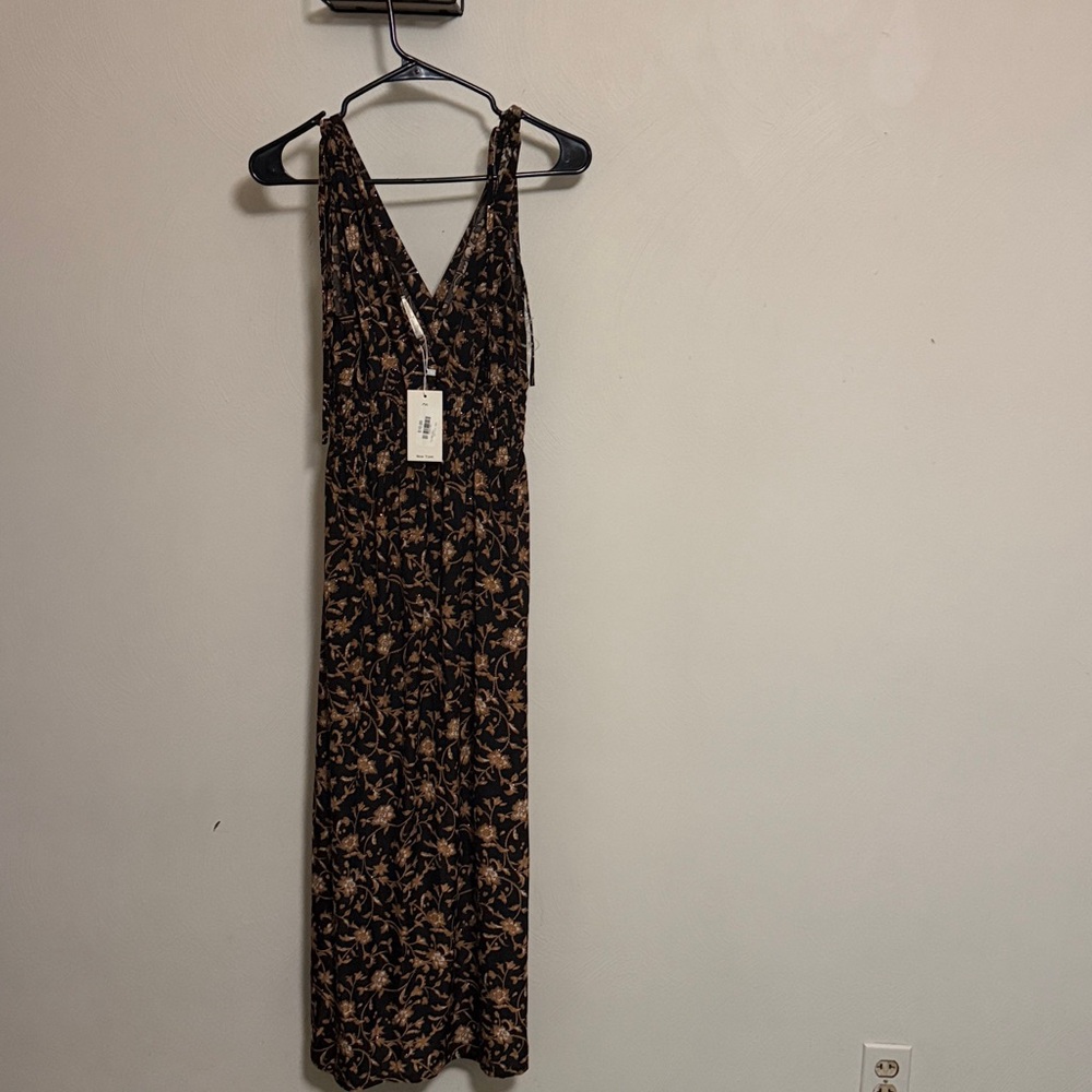 Black Maxi Skirt with Gold Floral Print
